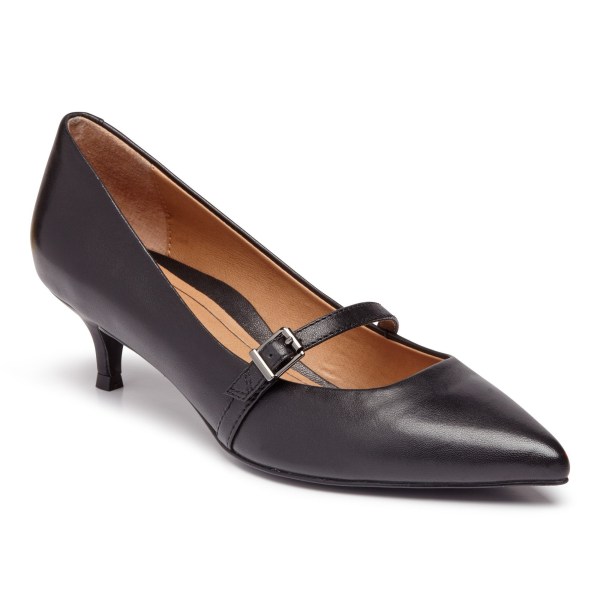 Vionic Heels Ireland - Minnie Kitten Heel Black - Womens Shoes For Sale | JPLSN-4710